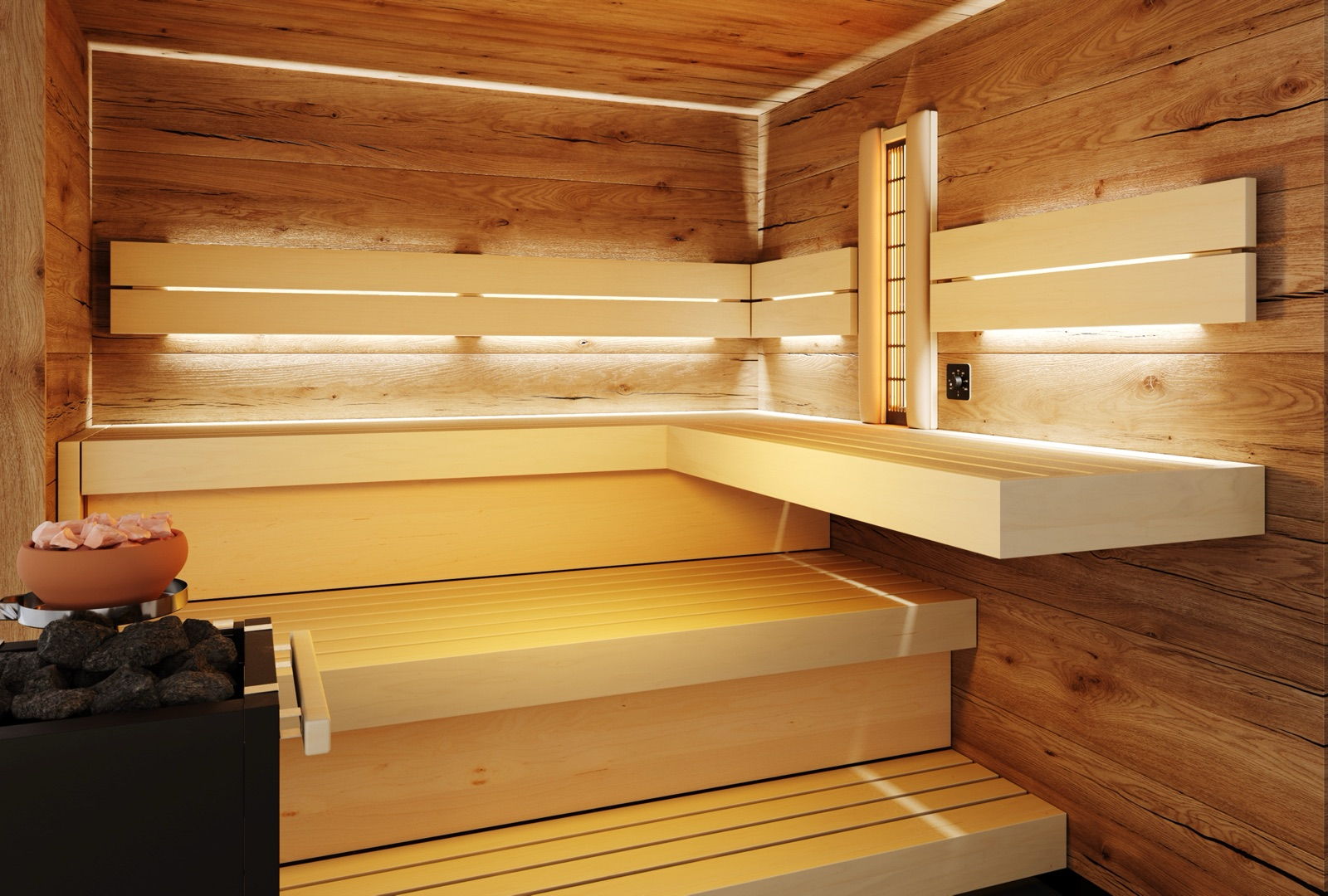 Licht – Sauna mit LED-Lichtlinien
